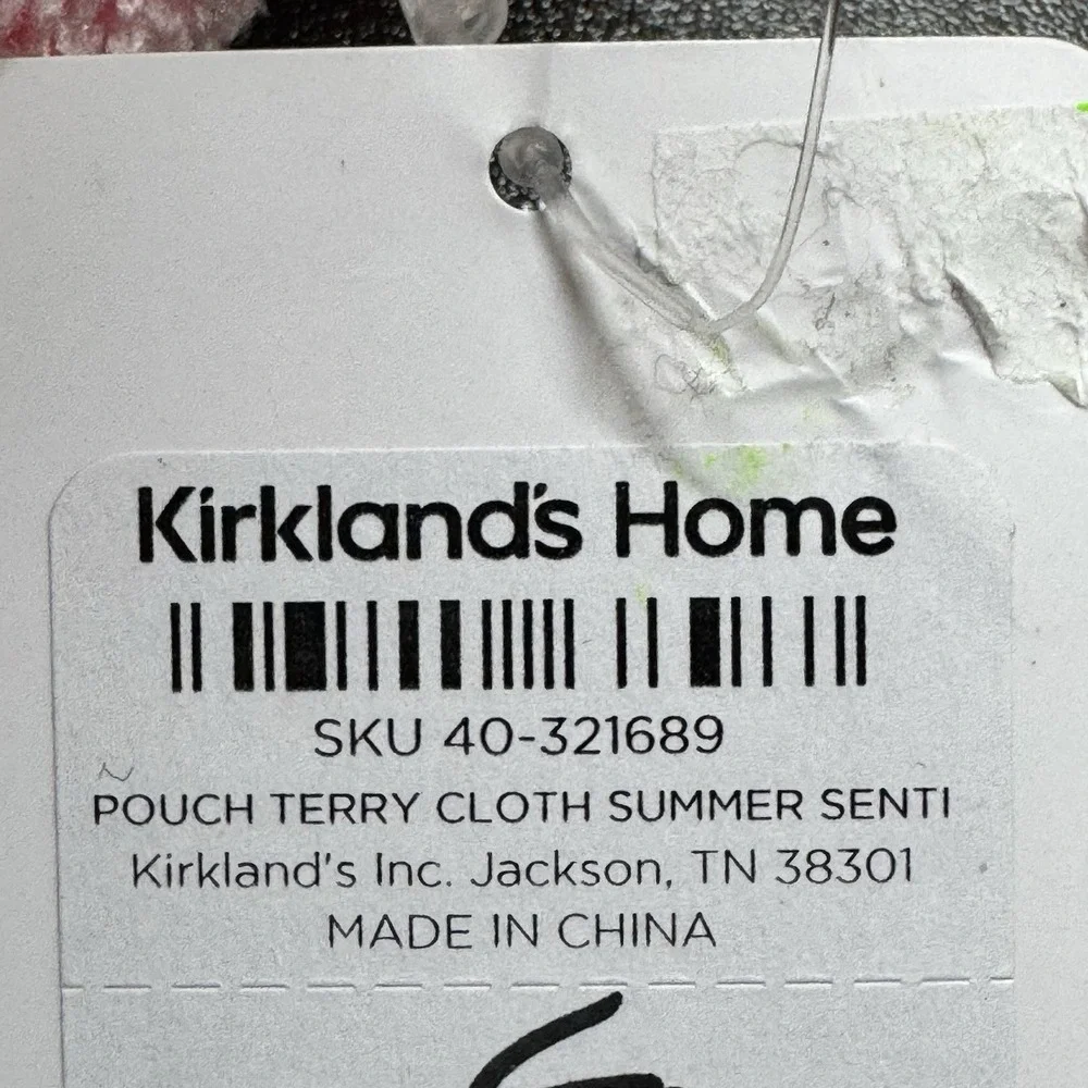 Pink Pouch Terry Cloth Summer Travel Survival Kit bag Kirkland's Home NWT‎ Flaw